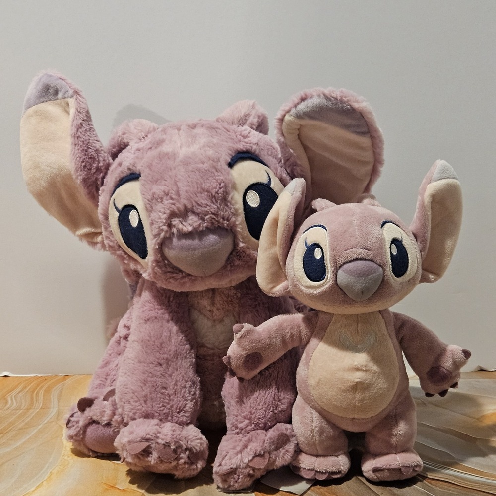 Disney Lilo & Stitch Angel Plush Lot of 2 Large Small Experiment 624 Pink